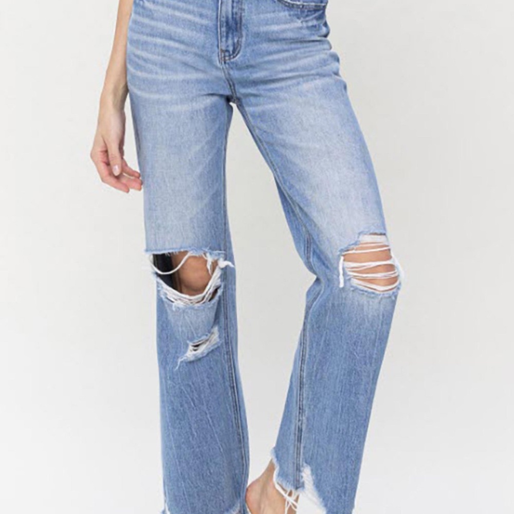VERVET BY FLYING MONKEY Light Blue Distressed Boyfriend Jeans